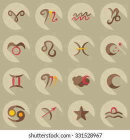 Flat concept, set modern design with shadow zodiac