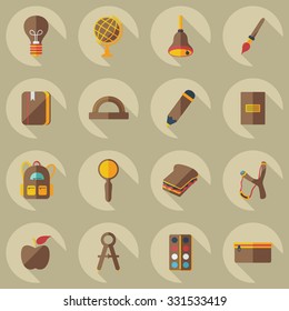 Flat concept, set modern design with shadow backpack