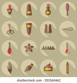 Flat concept, set modern design with shadow manicure