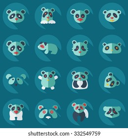 Flat concept, set modern design with shadow pandas