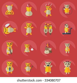 Flat concept, set modern design with shadow panda