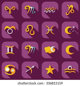 Flat concept, set modern design with shadow zodiac
