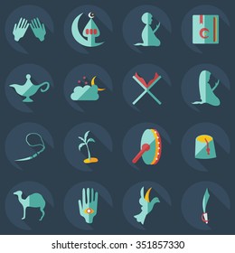 Flat concept, set modern design with shadow Arab icon