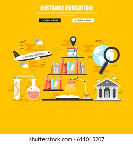 Flat concept set of online education, video tutorials, staff training, learning, knowledge, back to school, learn to think. Concepts for website and graphic design. Flat icons. Mobile and print media.