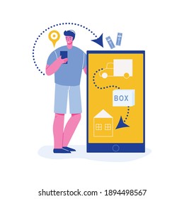 Flat concept of shopping online on website or mobile app vector illustration