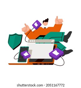 Flat concept of social media - vector illustration