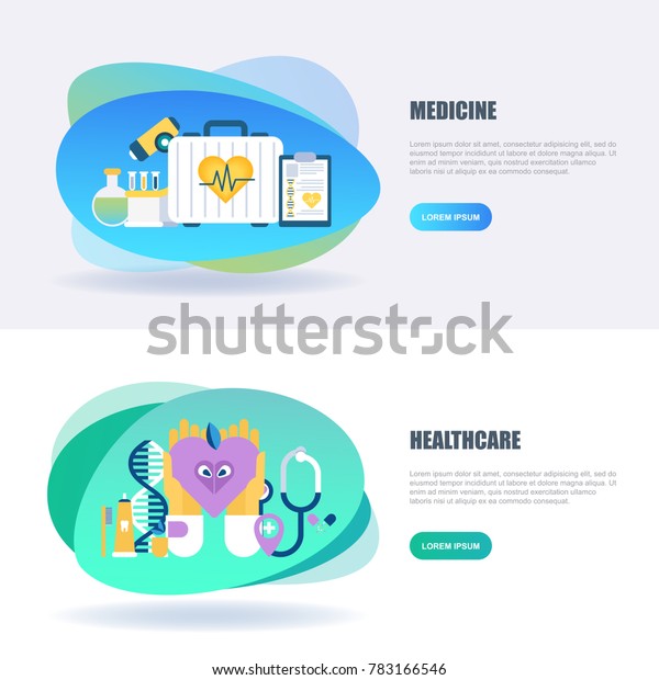 Flat Concept Web Banner Online Medical Stock Vector Royalty Free