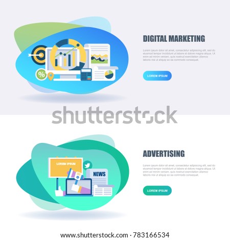 Flat concept web banner of social campaign, digital marketing, mobile marketing, advertising, promotion, business branding. Conceptual vector illustration for web design, marketing, graphic design.