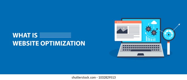 Flat concept of website optimization, Website SEO, Search optimization flat concept