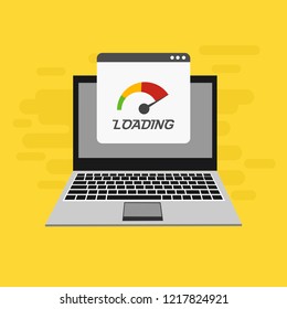 Flat concept website speed optimization, page loading time, SEO score vector banner