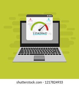 Flat concept website speed optimization, page loading time, SEO score vector banner