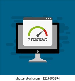 Flat concept website speed optimization, page loading time, SEO score vector banner