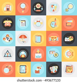 Flat conceptual icons pack of worldwide global business organization and operations. Concepts for website and graphic design. Mobile and print media.