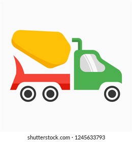 Flat concrete mixer truck pixel perfect vector icon