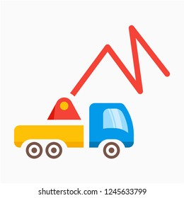 Flat concrete pump truck pixel perfect vector icon