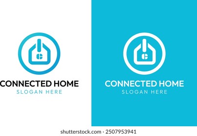 Flat Connected Home Logo Design