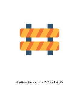 Flat Construction Barrier Icon for Roadwork and Safety Area