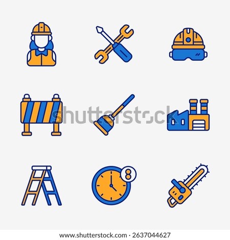 Flat Construction and Labor Day Icons Colorful, Simple and modern line icons perfect for celebrating Labor Day themes