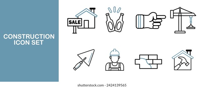 Juego de símbolos de construcción plana e hipoteca