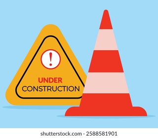flat construction sign. Under construction. construction sign. Warning zone