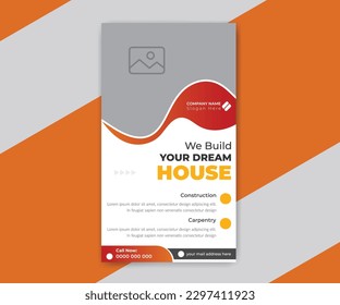 Flat construction social media stories collection design template
