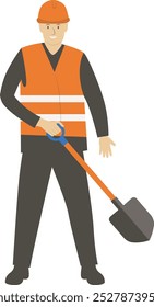 Flache Darstellung des Baupersonals auf weißem Hintergrund, Vektorgrafik-Design.