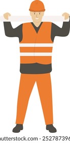 Flat Construction Staff Illustration on White Background, Vector Character Design.