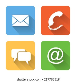Flat contacts icons. Vector illustration