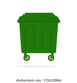 Contenedores planos para la basura. Ilustración plana de los basureros de la calle.  Ilustración vectorial aislada. Vector logístico. Fondo blanco. Reciclando basura. Ilustración del concepto de negocio.