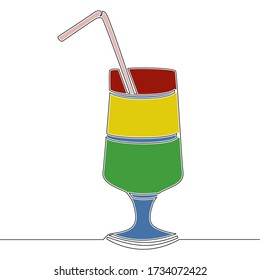 Flat continuous drawing line art Cocktail icon vector illustration concept