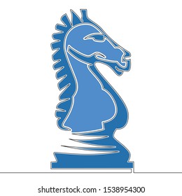 Flat continuous line art Horse Knight chess piece icon vector illustration concept