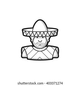 flat contour icon Mexican hat and cape