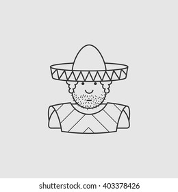 flat contour icon Mexican hat and cape