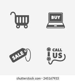 Flat contour shop icon set