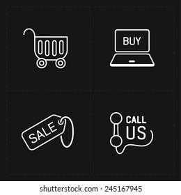 Flat contour shop icon set