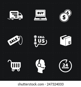 Flat contour shop icon set