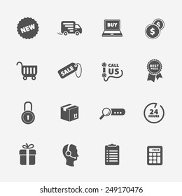 Flat contour shop icon set