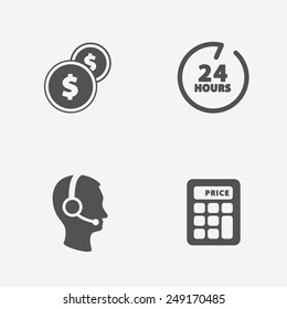 Flat contour shop icon set