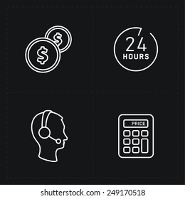 Flat contour shop icon set