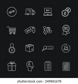Flat contour shop icon set