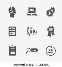 Flat contour shop icon set