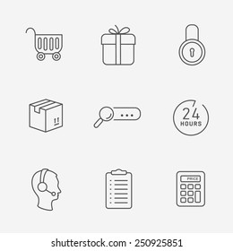 Flat contour shop icon set