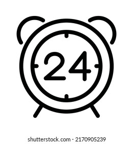 Flat contoured alarm clock icon on white background vector illustration