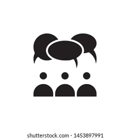 flat conversation, people talk, bubble chat, speech glyph icon symbol sign, logo template, vector, eps 10