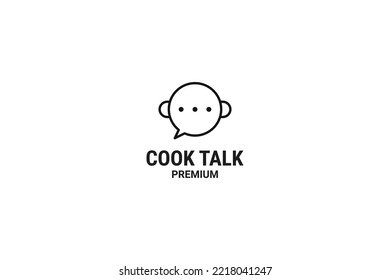 Flat cook pan talk logo design vector illustration