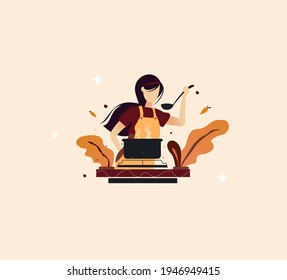 Flat cooking illustration design. It is suitable for stickers and web icon designs.