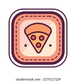 flat cool pizza badge over white