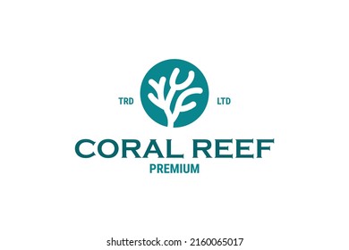 Flat Coral Reef Logo Design Vector Template Illustration