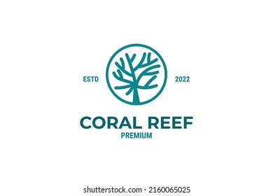 Flat Coral Reef Logo Design Vector Template Illustration