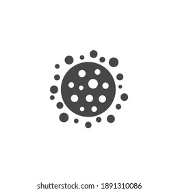 Flat Corona Microbes Icon Isolated on Black and White Vector Graphic 